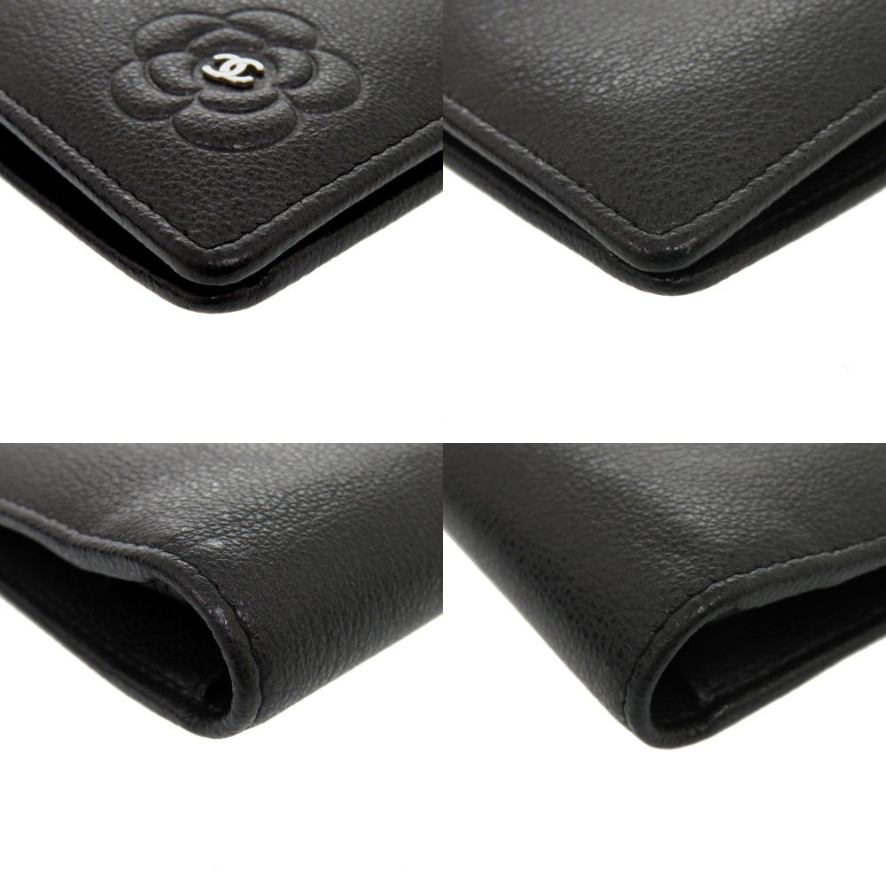 Chanel Camellia Leather Black CC Logo Wallet — view 5