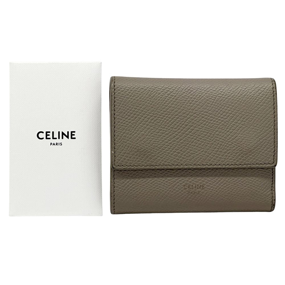 Celine Wallet Trifold Leather Small Gray Mini Compact — view 8