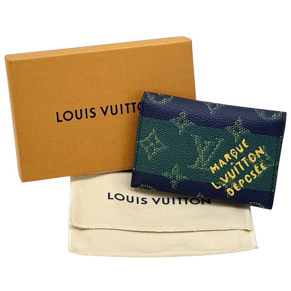 Louis Vuitton Card Case Monogram Heritage Holder Slim Navy Green Compact — view 6