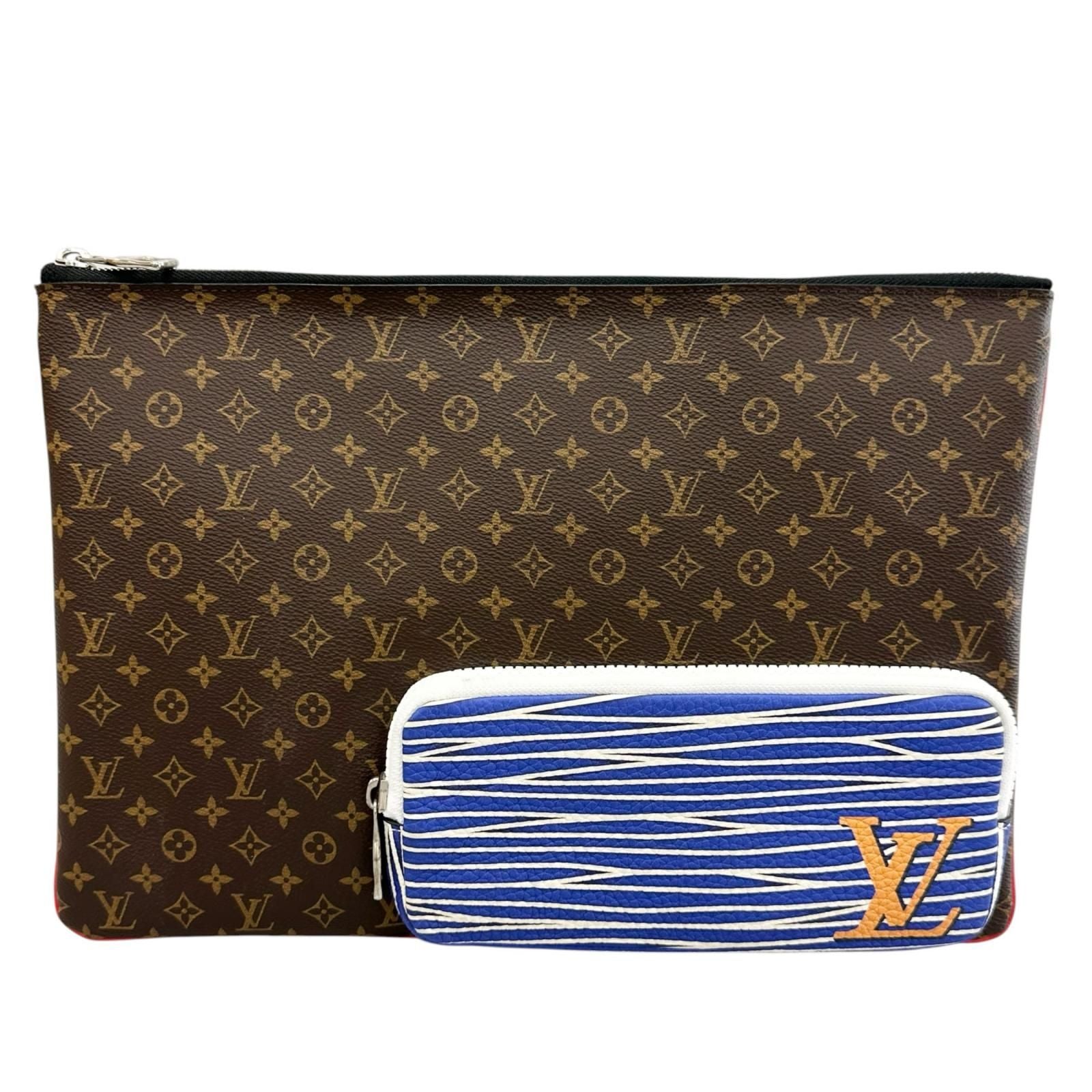 Louis Vuitton Patchwork Monogram Clutch Canvas Brown