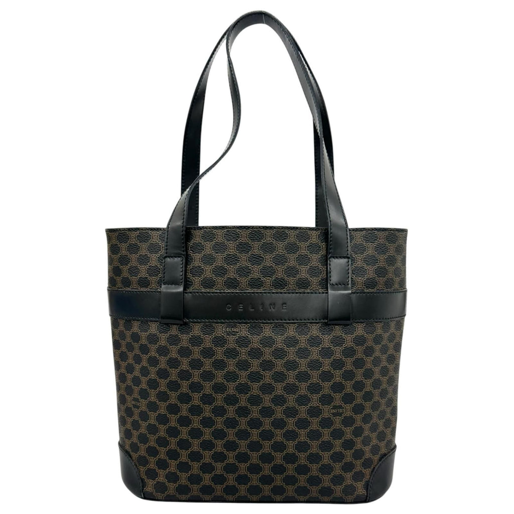 Celine Macadam Handbag Leather Black