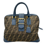 Fendi Zucca Handbag Canvas Leather Brown