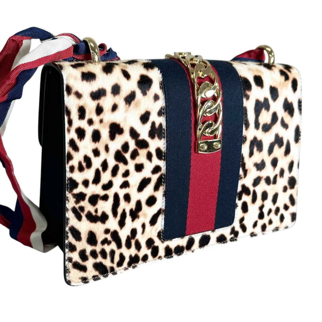 Gucci Sylvie Leopard Shoulder Bag Calf Hair Leather Multicolor — view 3
