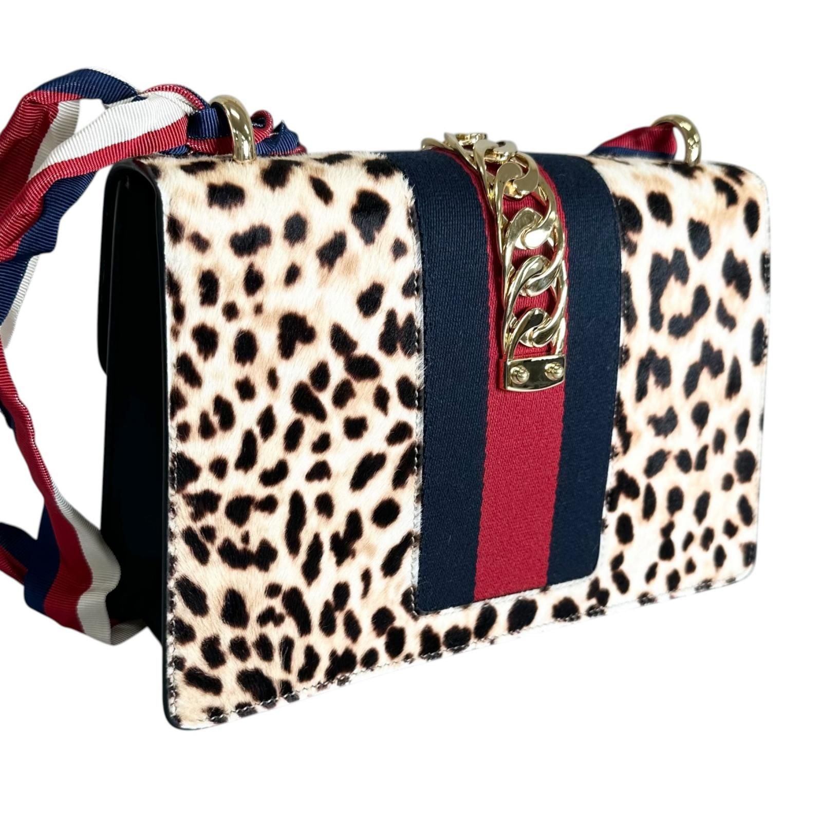 Gucci Sylvie Leopard Shoulder Bag Calf Hair Leather Multicolor — view 3