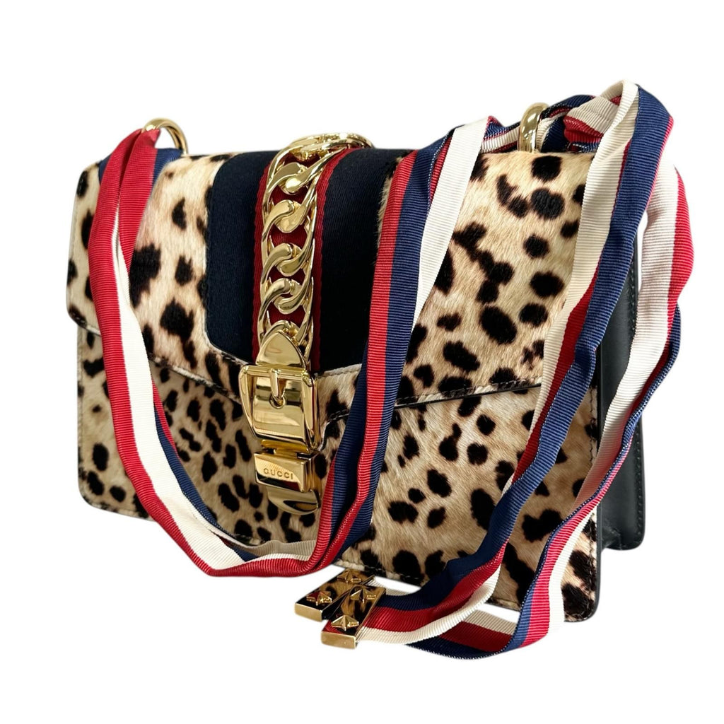 Gucci Sylvie Leopard Shoulder Bag Calf Hair Leather Multicolor — view 2