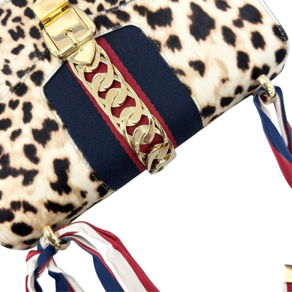 Gucci Sylvie Leopard Shoulder Bag Calf Hair Leather Multicolor — view 6