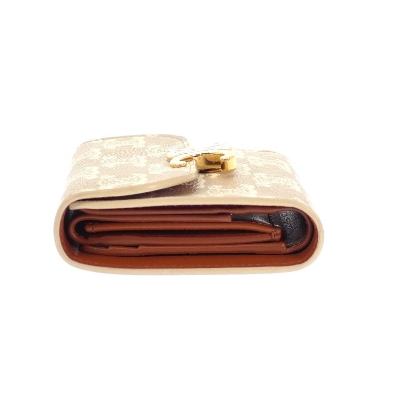 Celine Small Flap Wallet Trifold Polyurethane Beige Gold Triomphe — view 6