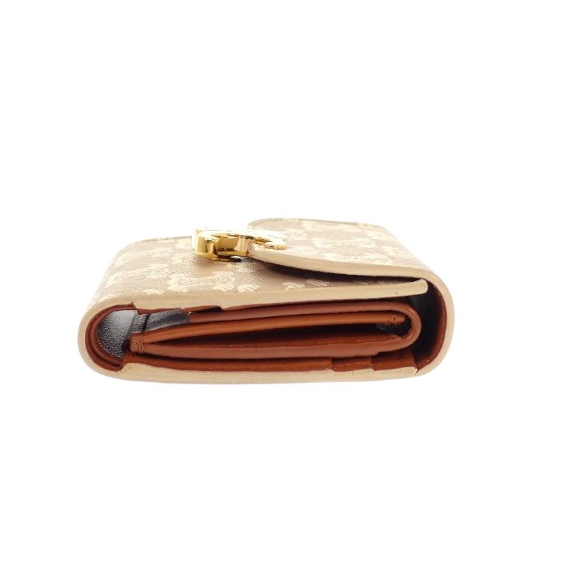 Celine Small Flap Wallet Trifold Polyurethane Beige Gold Triomphe — view 7