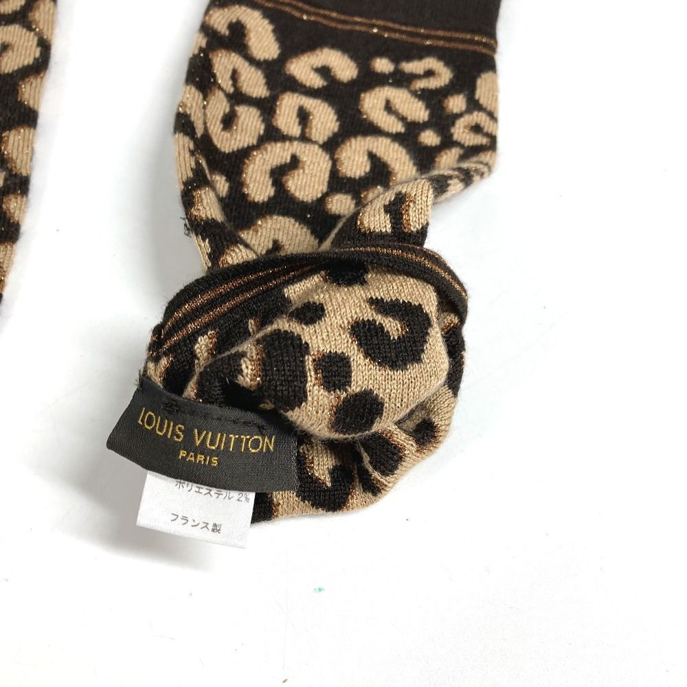 Louis Vuitton Gloves Gonmail Leopard Print Cashmere Brown — view 6