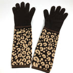 Louis Vuitton Gloves Gonmail Leopard Print Cashmere Brown — view 4