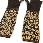 Louis Vuitton Gloves Gonmail Leopard Print Cashmere Brown — view 2