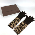 Louis Vuitton Gloves Gonmail Leopard Print Cashmere Brown — view 7