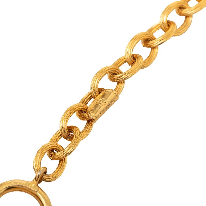 Chanel CC Logo Lion Motif Long Necklace Gold Plated — view 5