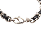 Chanel CC Logo Bracelet Silver Black Metal Leather — view 4