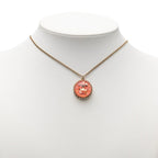 Chanel CC Logo Dome Necklace Gold Pink Plated Rhinestone — view 6