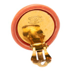 Chanel Logo Round Earrings Gold Orange Plated — view 3
