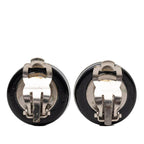 Chanel CC Logo Round Earrings Silver Black Metal Plastic — view 2