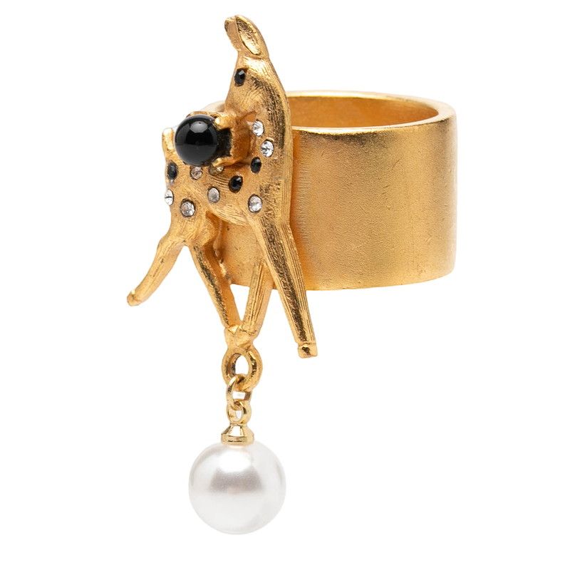Chanel Bambi Motif Ring Gold Plated Rhinestone — view 2