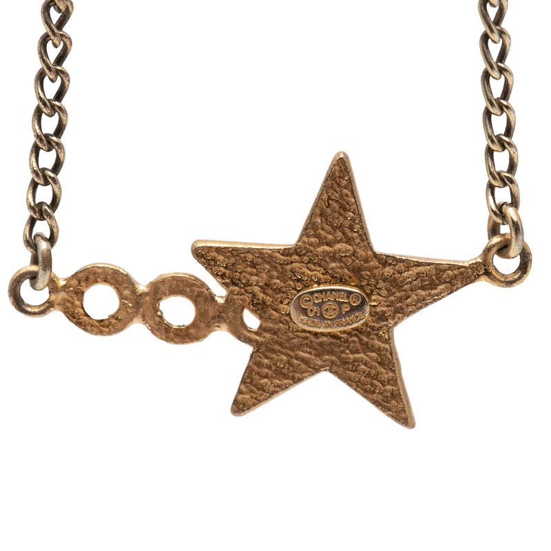 Chanel Coco Star Motif Necklace Gold Black Plated — view 4