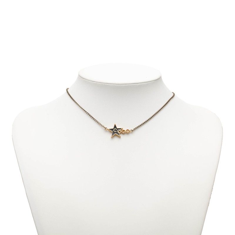 Chanel Coco Star Motif Necklace Gold Black Plated — view 5