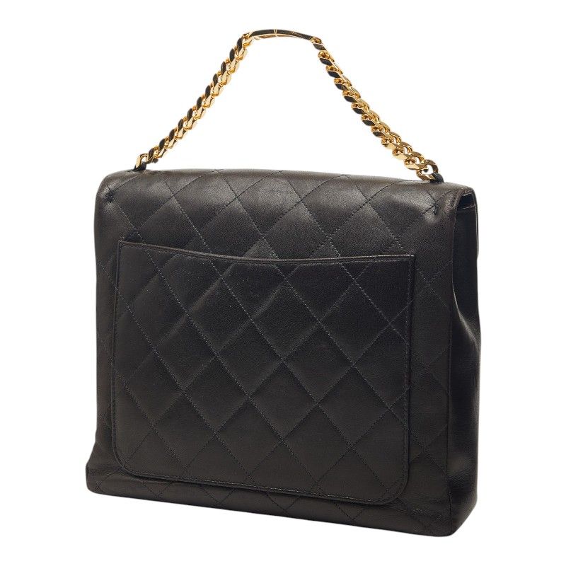 Chanel Quilted CC Logo Chain Handbag Black Lambskin — view 2