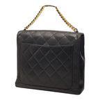 Chanel Quilted CC Logo Chain Handbag Black Lambskin — view 2