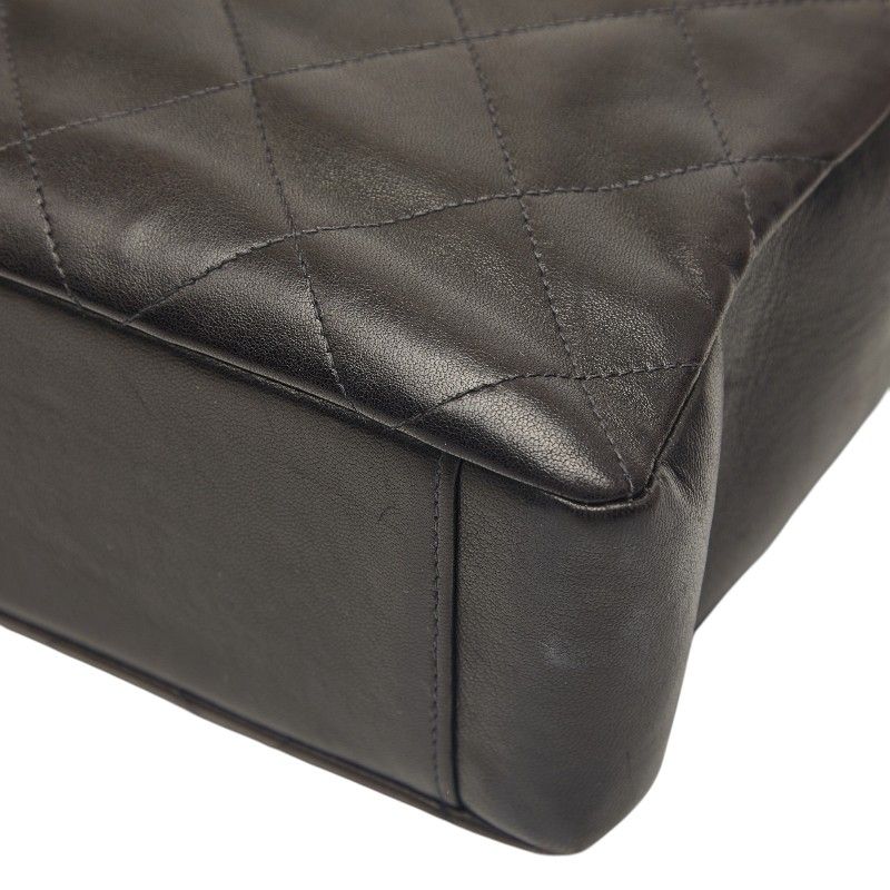 Chanel Quilted CC Logo Chain Handbag Black Lambskin — view 4