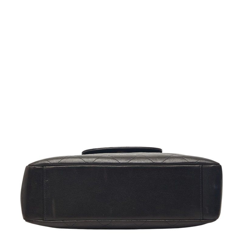 Chanel Quilted CC Logo Chain Handbag Black Lambskin — view 3