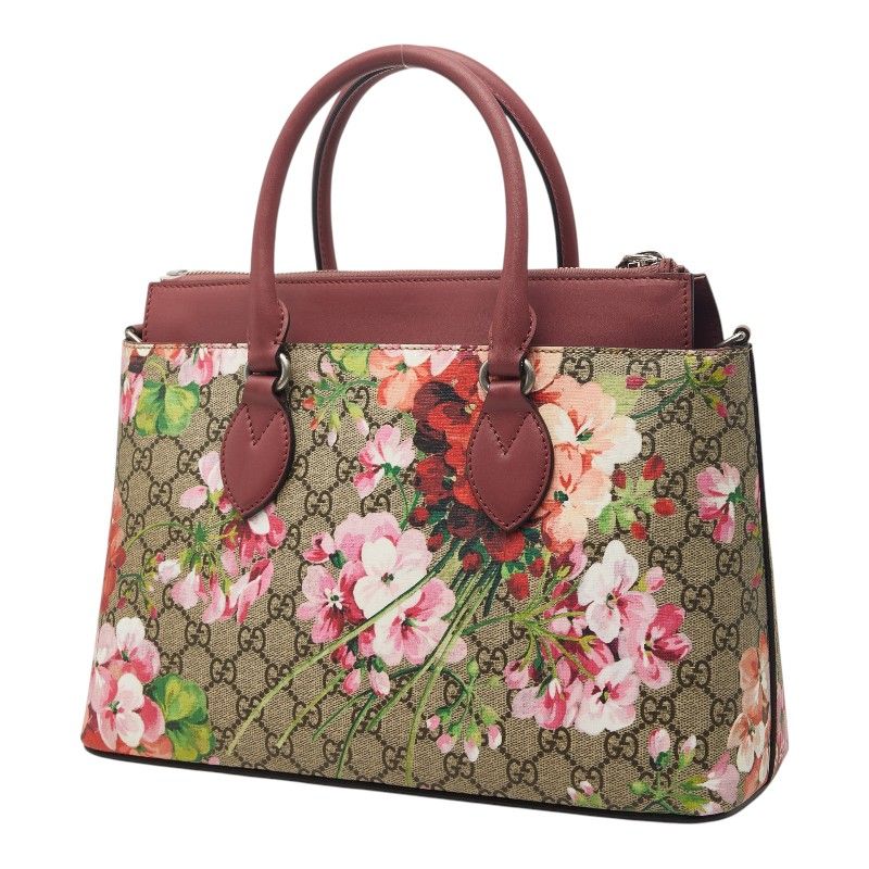 Gucci GG Blooms Handbag Beige Pink Leather — view 2