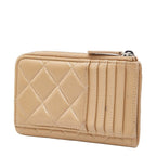 Chanel Quilted CC Logo Coin Case Card Fragment Beige Lambskin Rhinestone — view 2