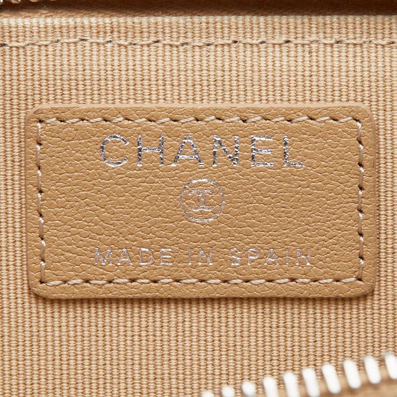 Chanel Quilted CC Logo Coin Case Card Fragment Beige Lambskin Rhinestone — view 7