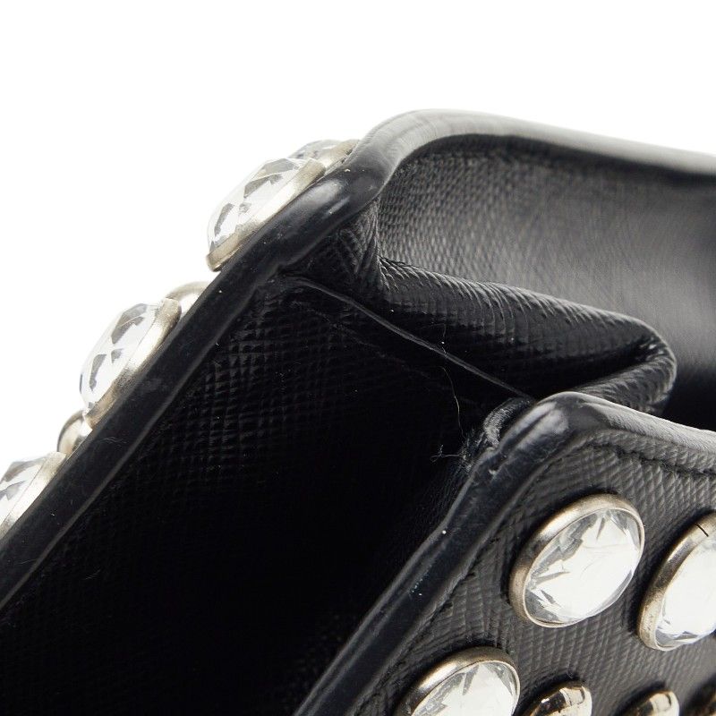 Prada Studded 2-Way Shoulder Bag Black Saffiano Leather Visual — view 5