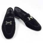 Hermes H Logo Loafers Shoes Suede Black — view 7