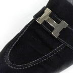 Hermes H Logo Loafers Shoes Suede Black — view 6