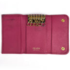 Prada Logo 6 Row Key Case Saffiano Leather Pink Key Holder — view 8