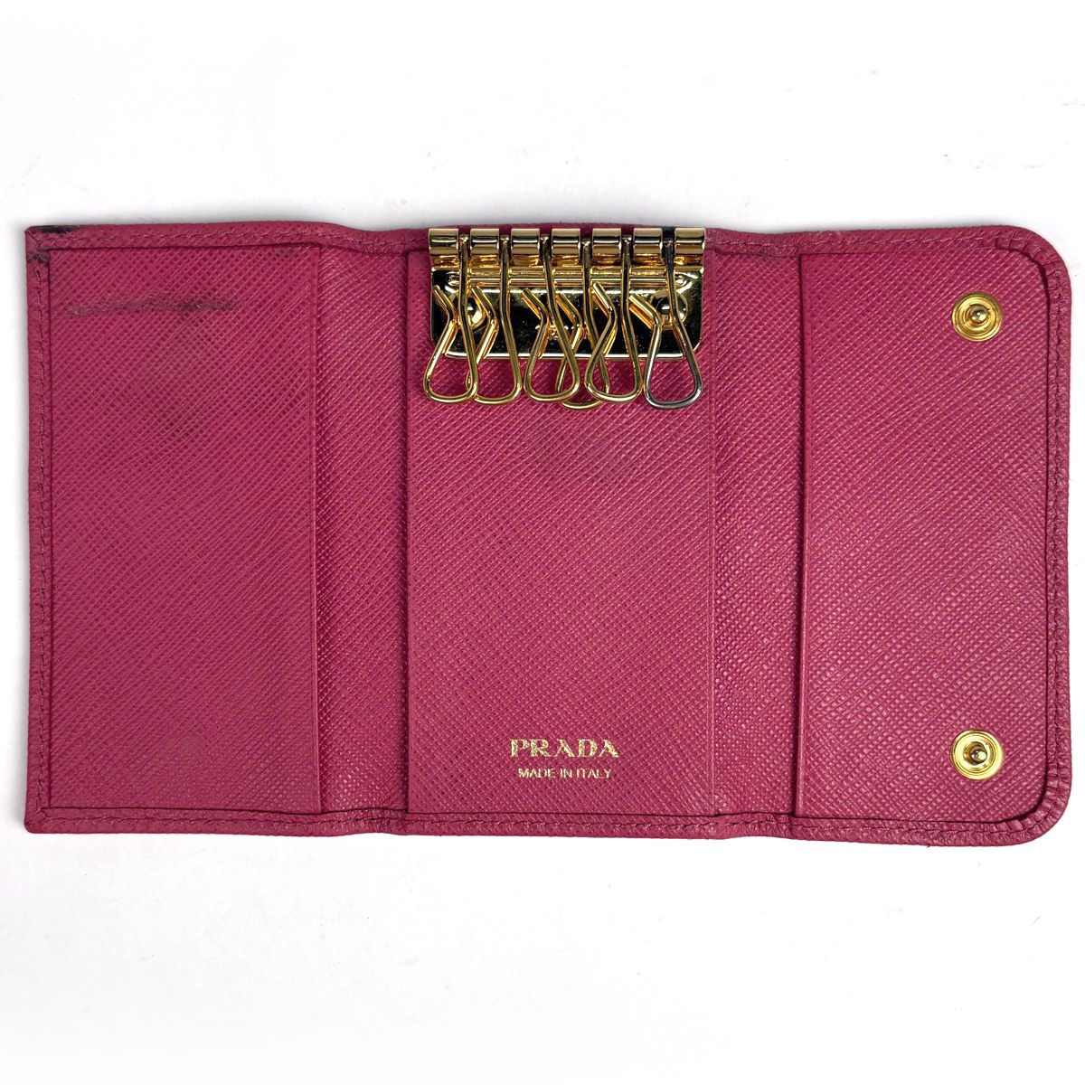 Prada Logo 6 Row Key Case Saffiano Leather Pink Key Holder — view 8