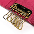 Prada Logo 6 Row Key Case Saffiano Leather Pink Key Holder — view 7