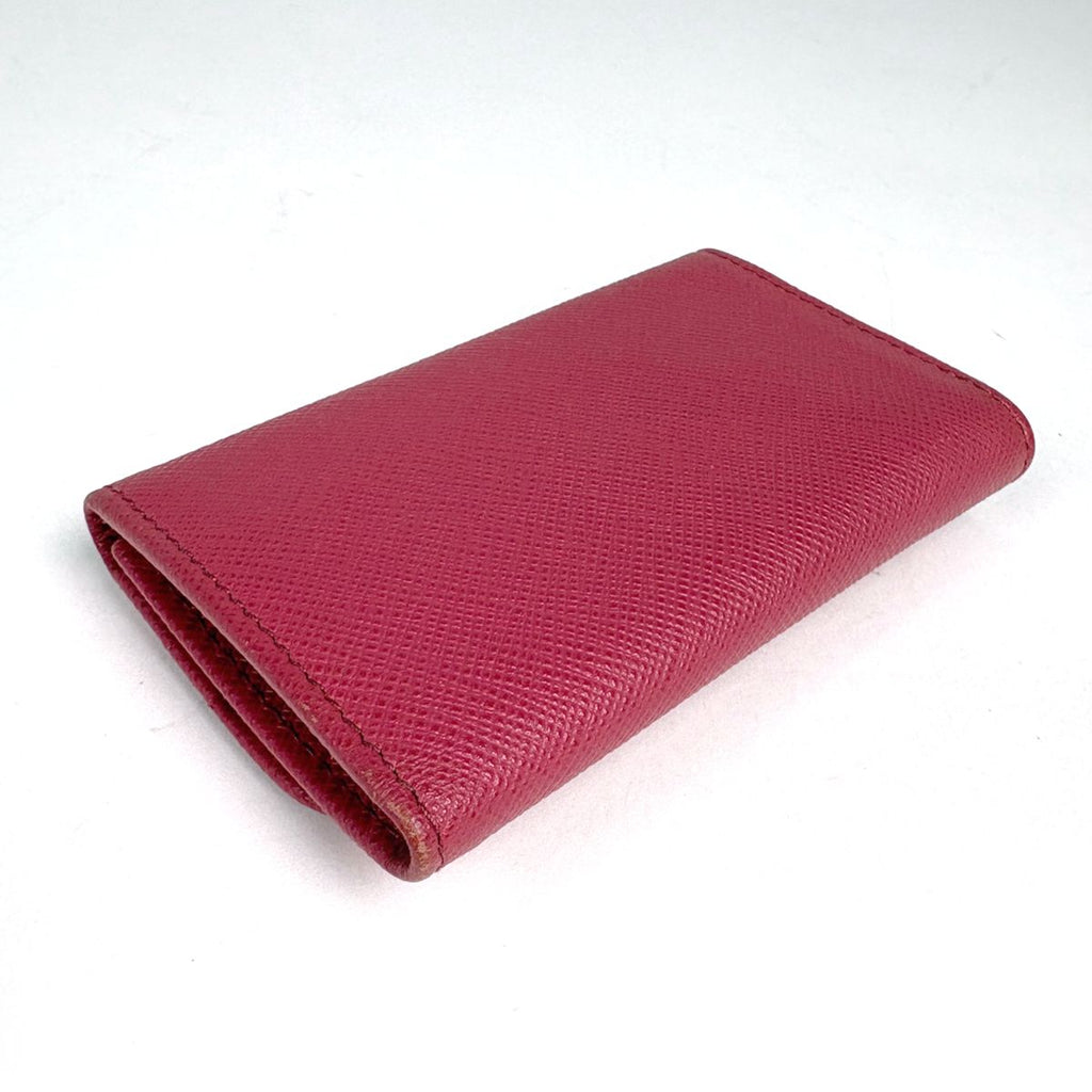 Prada Logo 6 Row Key Case Saffiano Leather Pink Key Holder — view 2