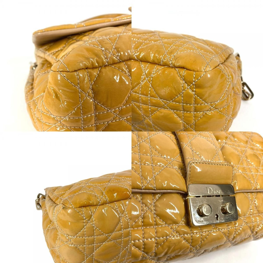 Dior Shoulder Bag Cannage Logo Chain Enamel Beige — view 7