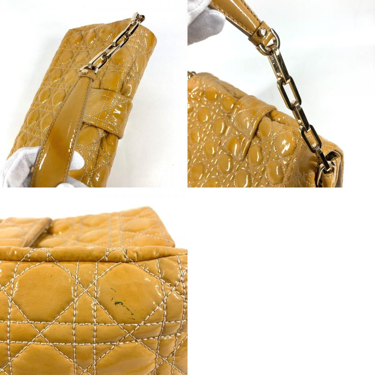 Dior Shoulder Bag Cannage Logo Chain Enamel Beige — view 9