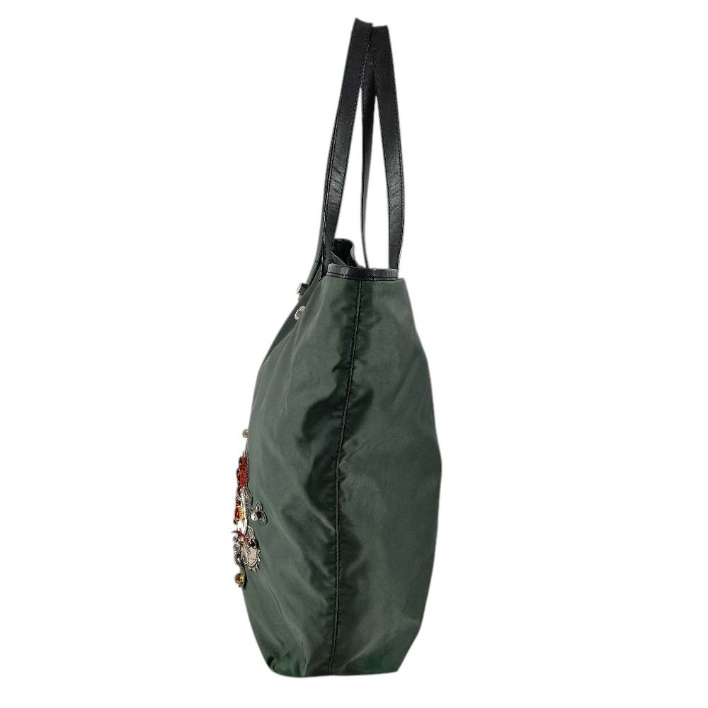 Prada Tote Triangle Logo Leather Nylon Gray — view 3