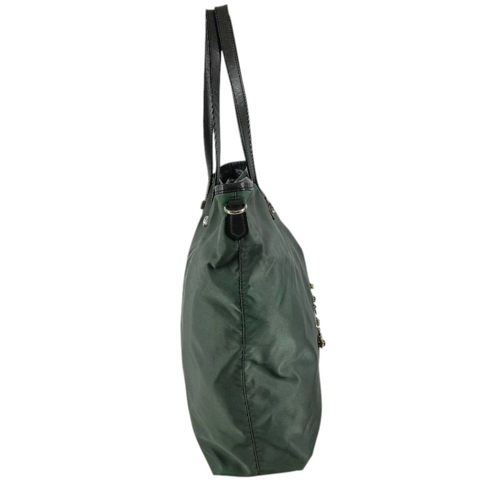 Prada Tote Triangle Logo Leather Nylon Gray — view 4