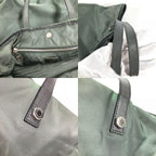 Prada Tote Triangle Logo Leather Nylon Gray — view 8