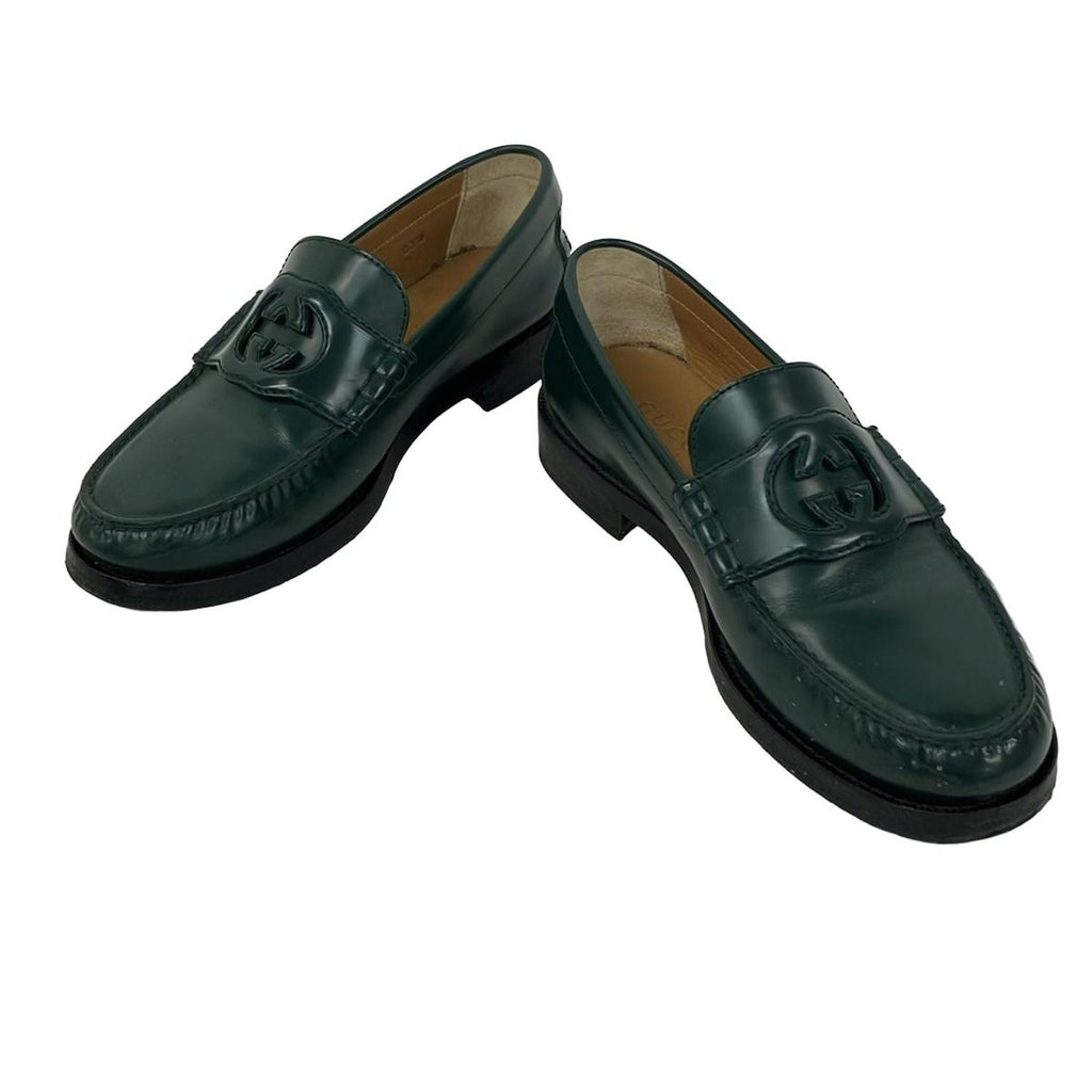 Gucci Loafers 5.5 Interlocking Dark Green Leather — view 2