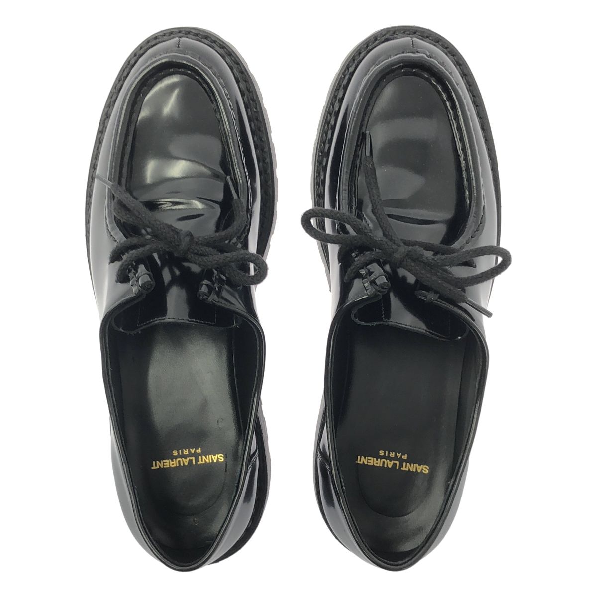 Saint Laurent Patent Leather Lace Up Shoes 40 Black — view 4