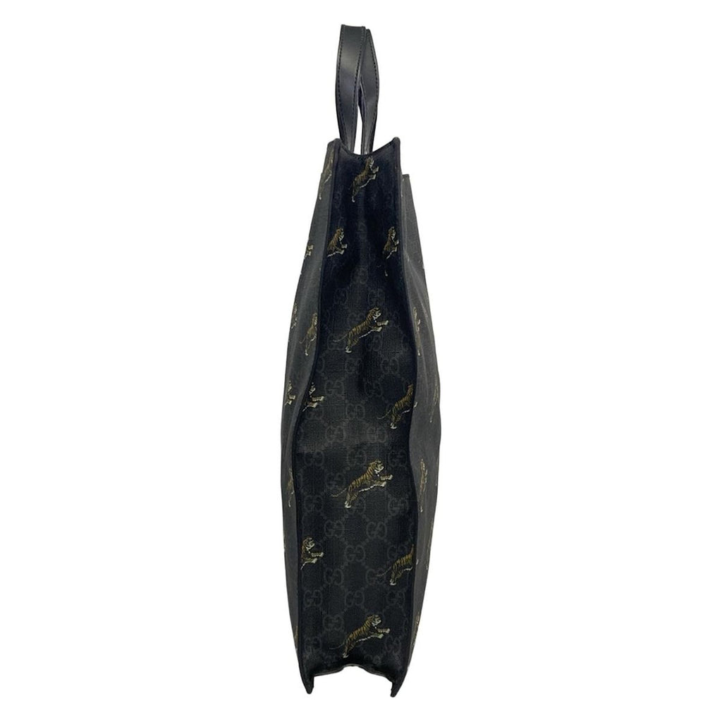 Gucci Tote GG Plus Supreme Dark Gray Black Multi Taiga Print Leather — view 4
