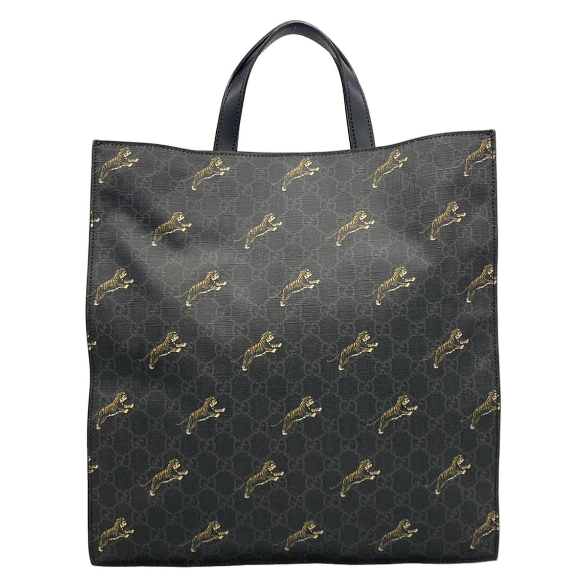 Gucci Tote GG Plus Supreme Dark Gray Black Multi Taiga Print Leather — view 3