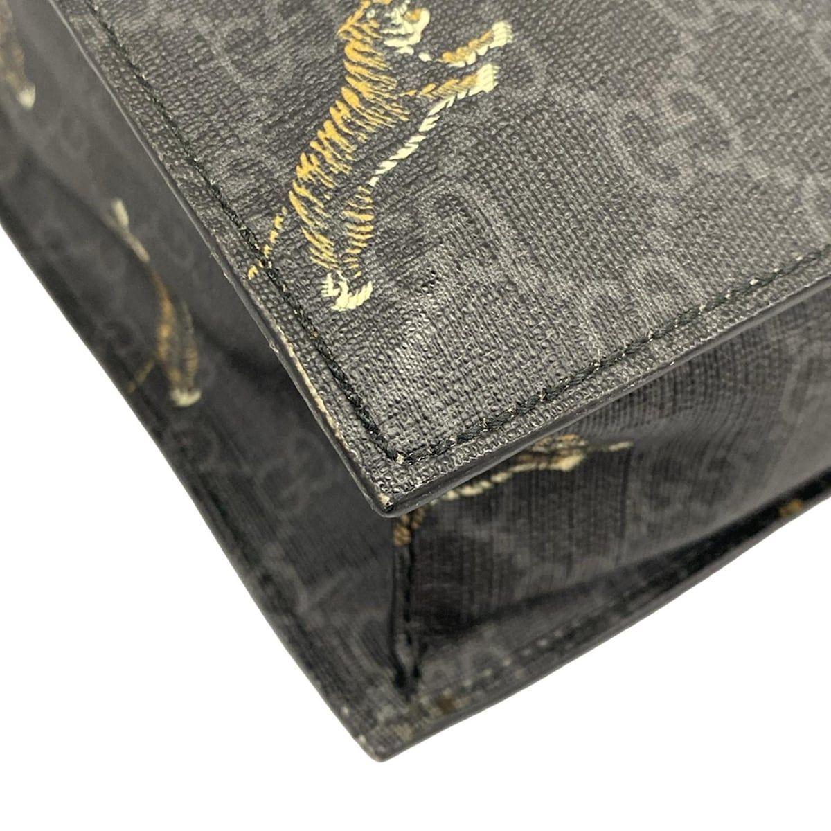 Gucci Tote GG Plus Supreme Dark Gray Black Multi Taiga Print Leather — view 6