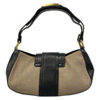 Fendi Handbag Zucca Pattern Beige Black Leather — view 3