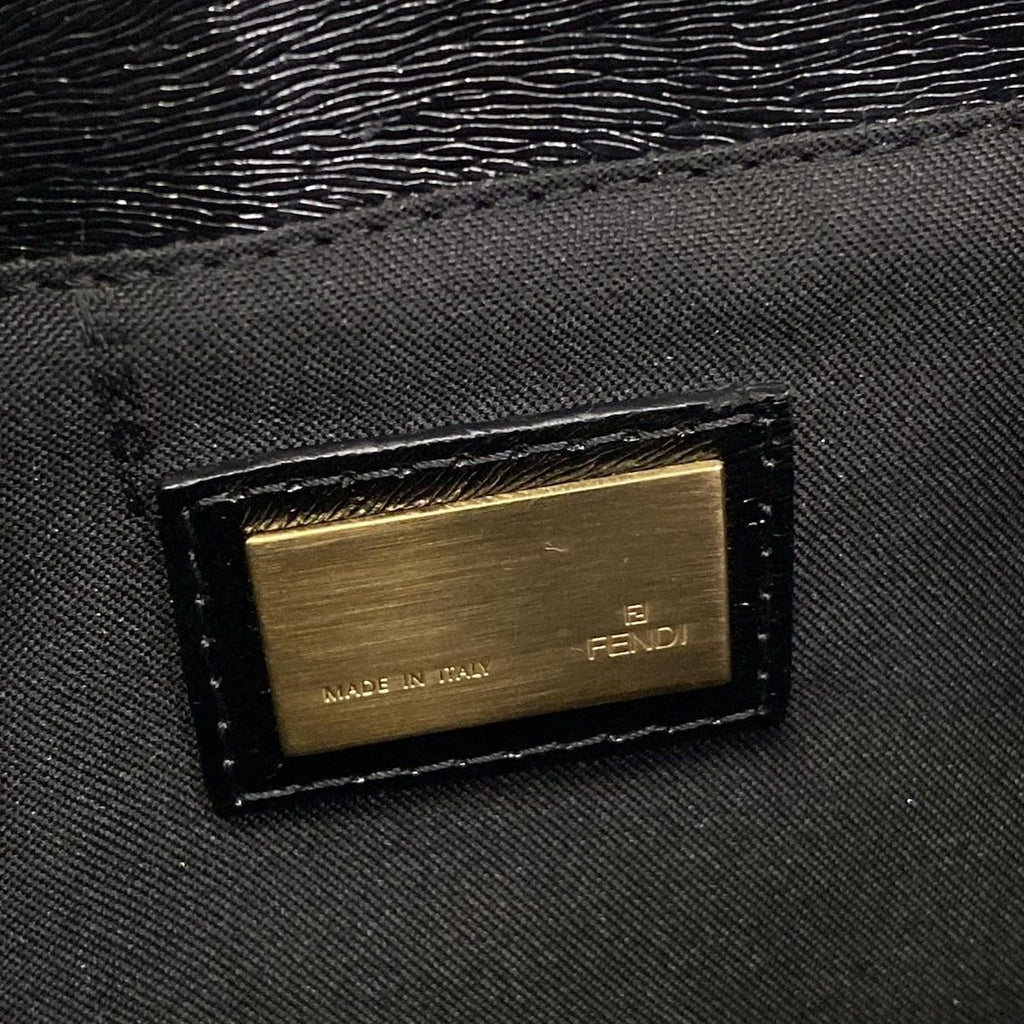 Fendi Handbag Zucca Pattern Beige Black Leather — view 8
